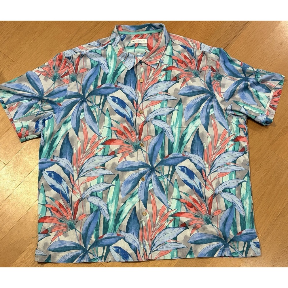 Tommy Bahama Island Zone Hawaiian Shirt 3XL Silk Tropical Floral Vacation Tiki